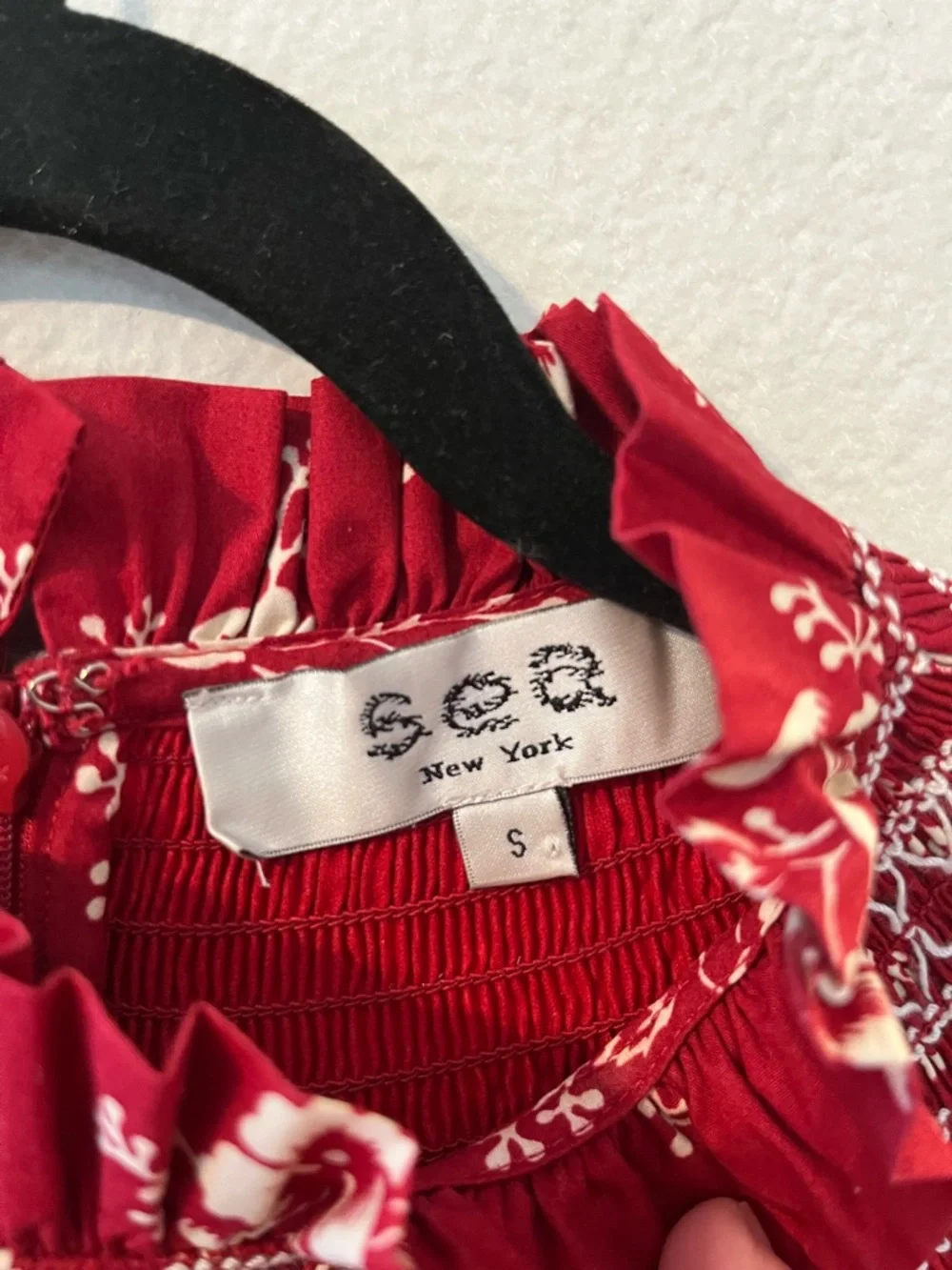 Sea New York Red Floral Smocked Yoke Dress - Picture 3 of 5